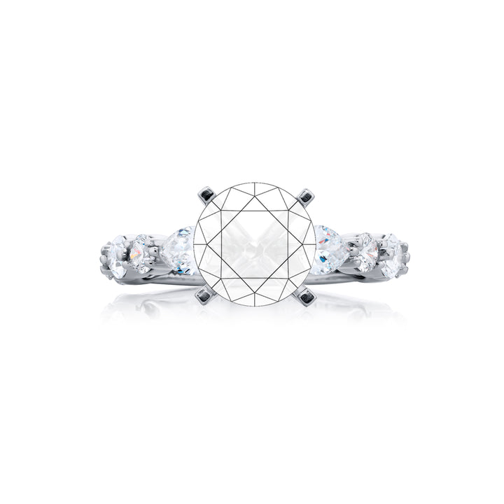Platinum Pear-Shaped & Round Diamond Semi Mount
