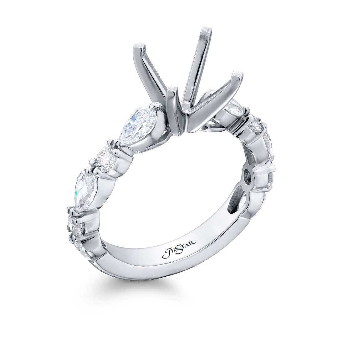 Platinum Pear-Shaped & Round Diamond Semi Mount