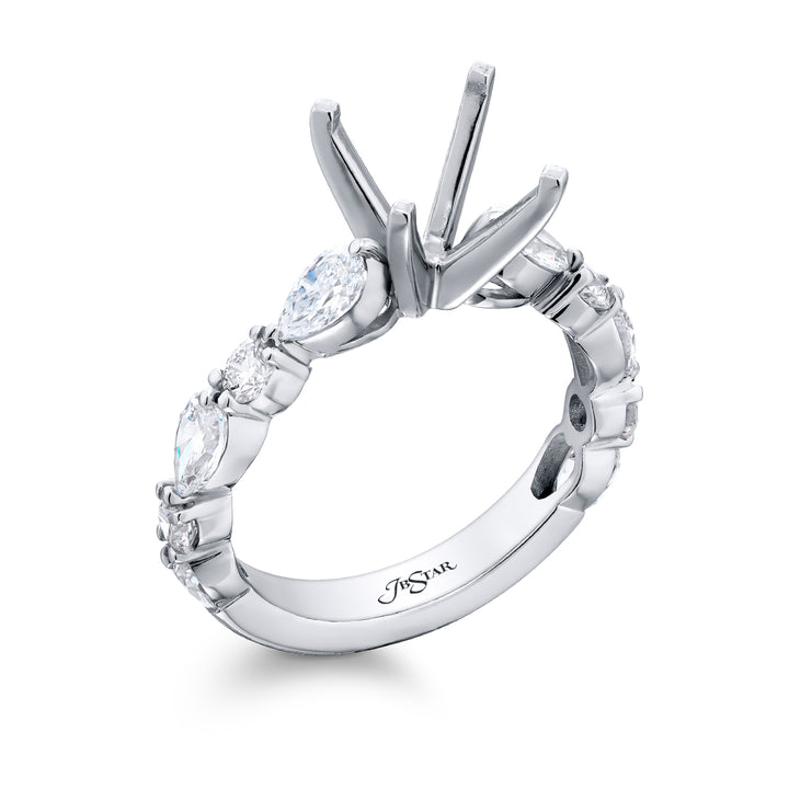 Platinum Pear-Shaped & Round Diamond Semi Mount