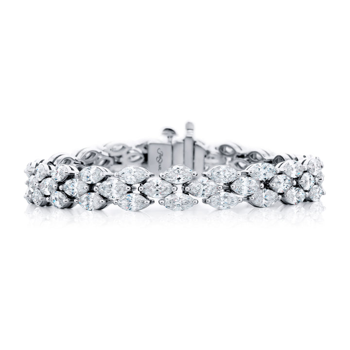 Platinum Marquise Diamond Floral Bracelet