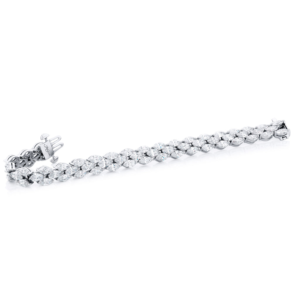 Platinum Marquise Diamond Floral Bracelet
