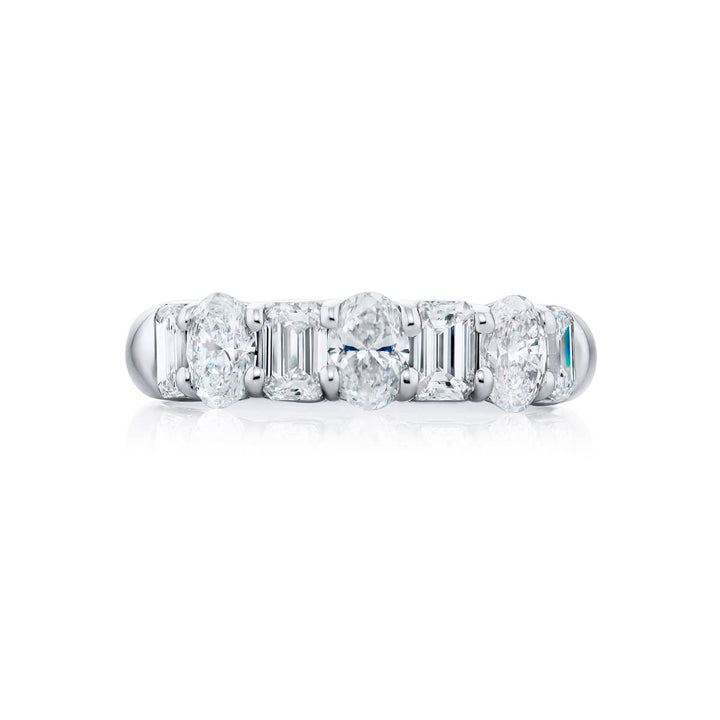 Platinum Oval and Emerald-Cut Diamond Band