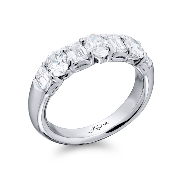 Platinum Oval and Emerald-Cut Diamond Band