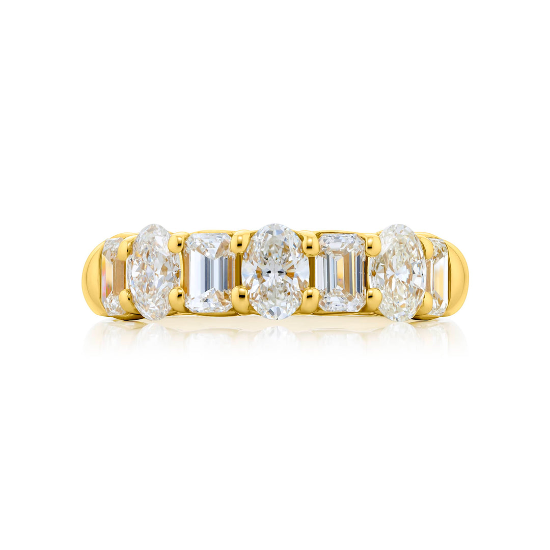 18K Yellow Gold Oval and Emerald-Cut Diamond Band
