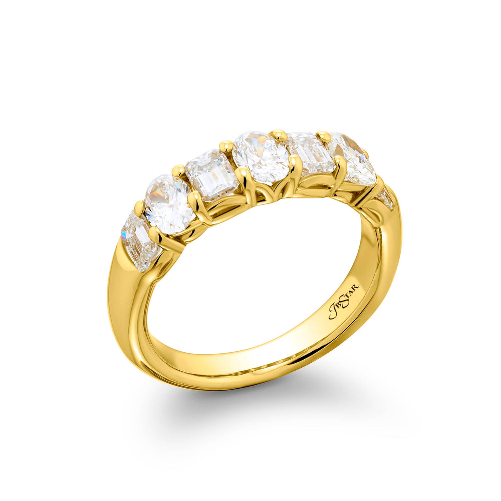 18K Yellow Gold Oval and Emerald-Cut Diamond Band