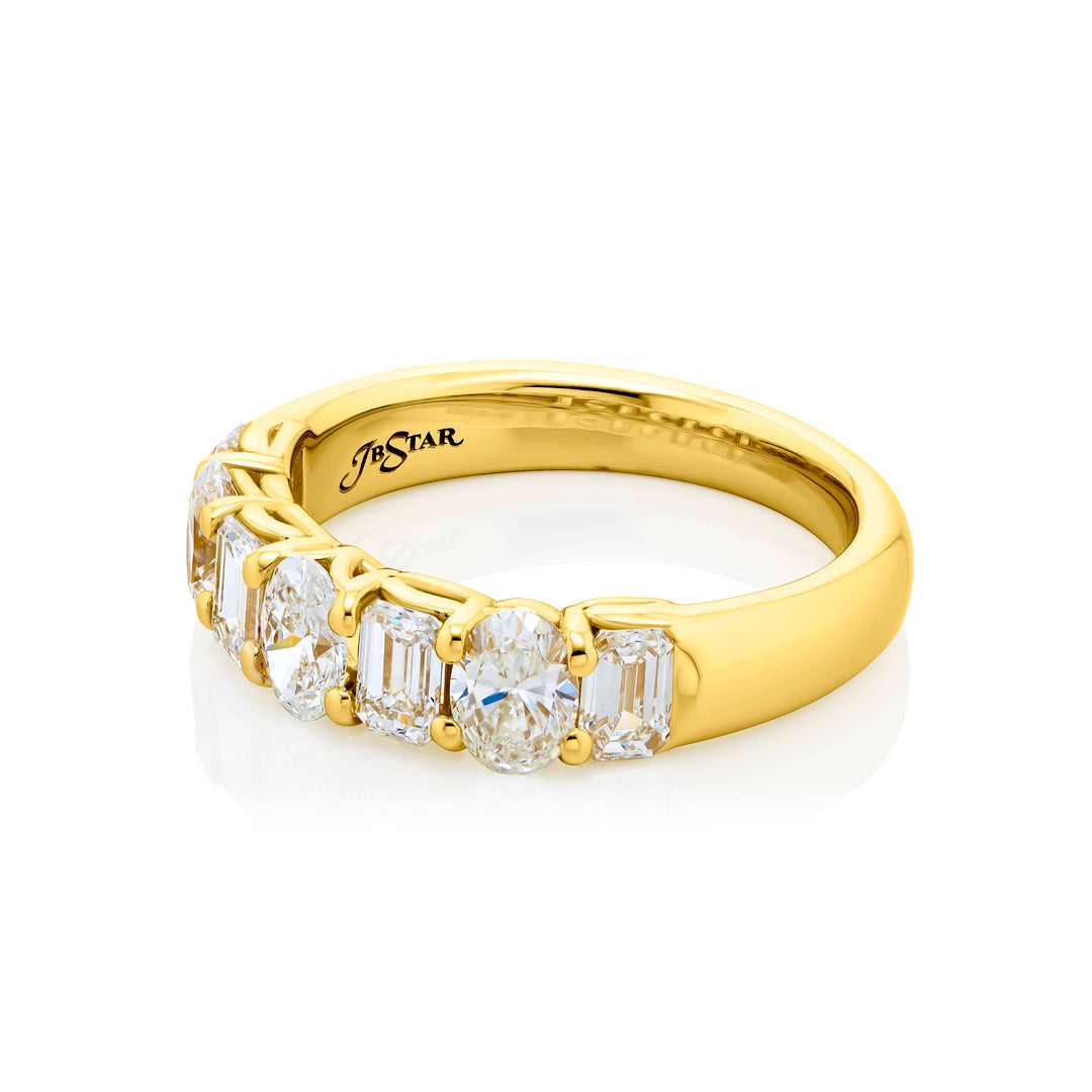 18K Yellow Gold Oval and Emerald-Cut Diamond Band