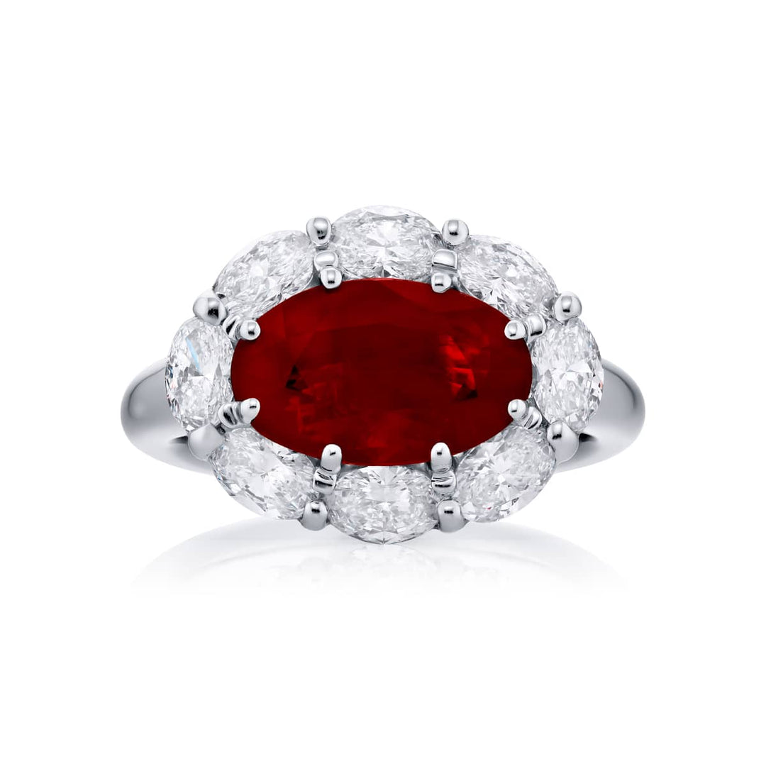 Platinum Oval Burmese Ruby Certified Ring