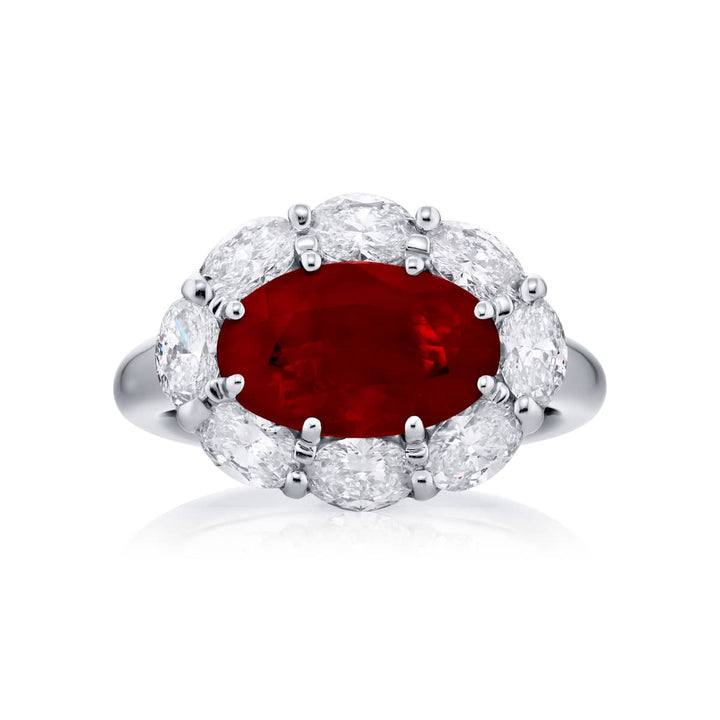 Platinum Oval Burmese Ruby Certified Ring