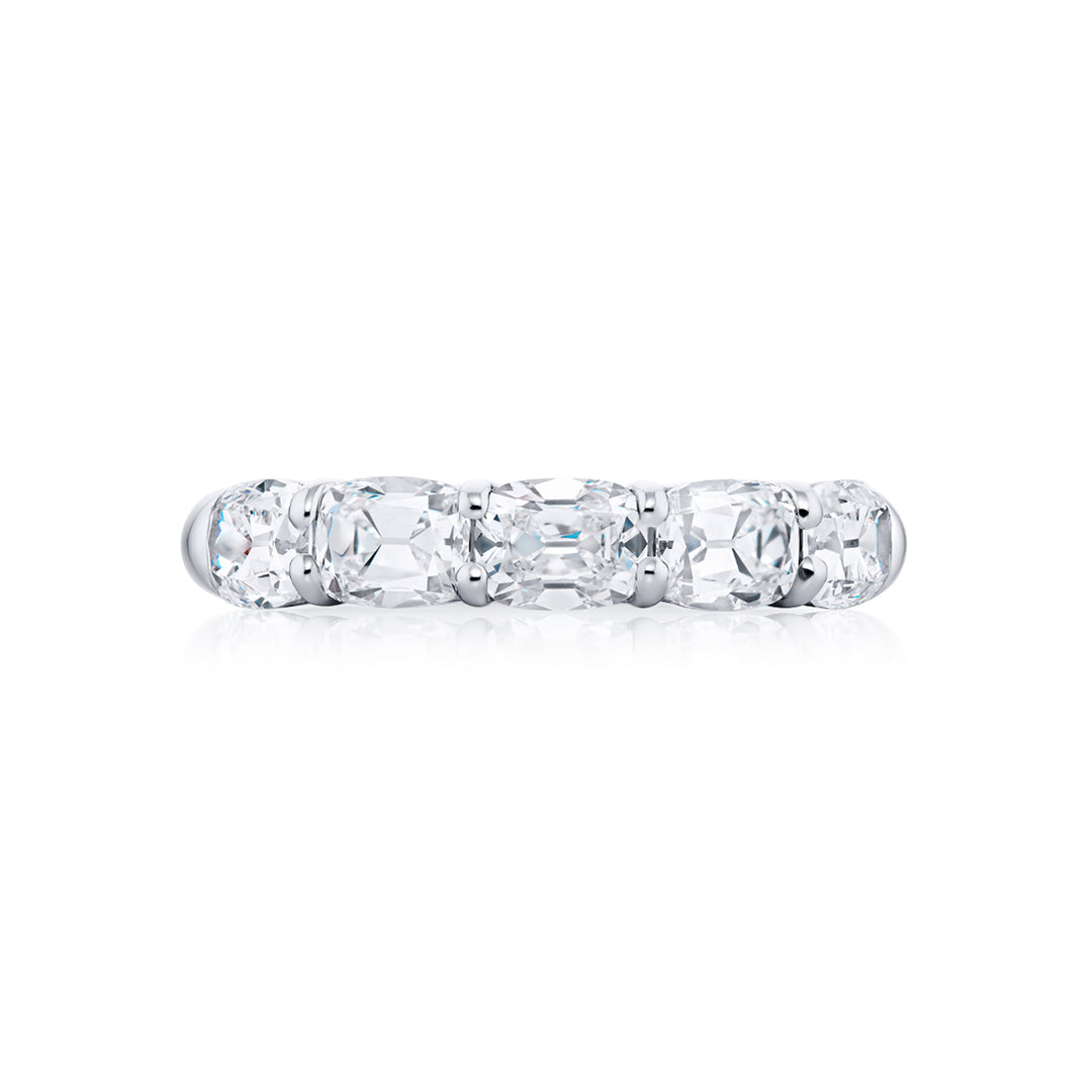 Platinum Vintage Cushion-Cut Diamond East-West Band
