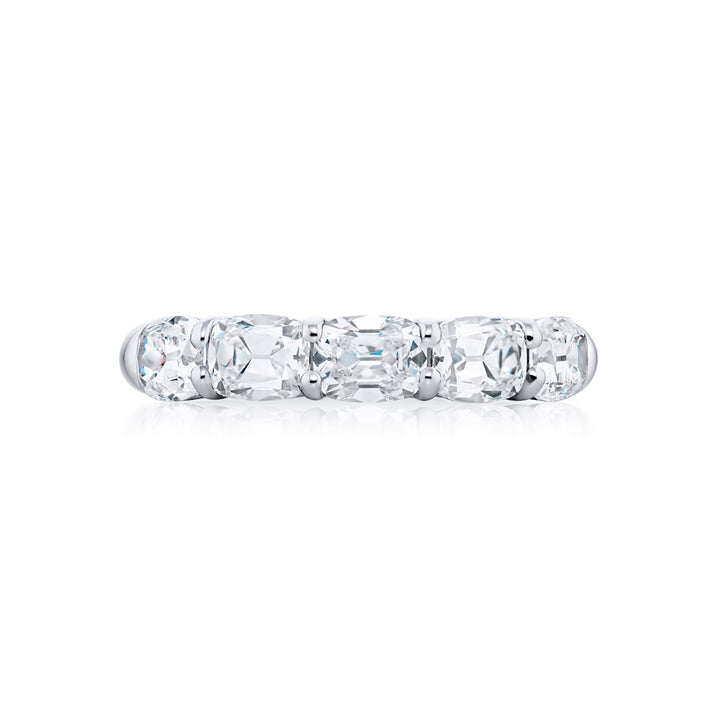 Platinum Vintage Cushion-Cut Diamond East-West Band