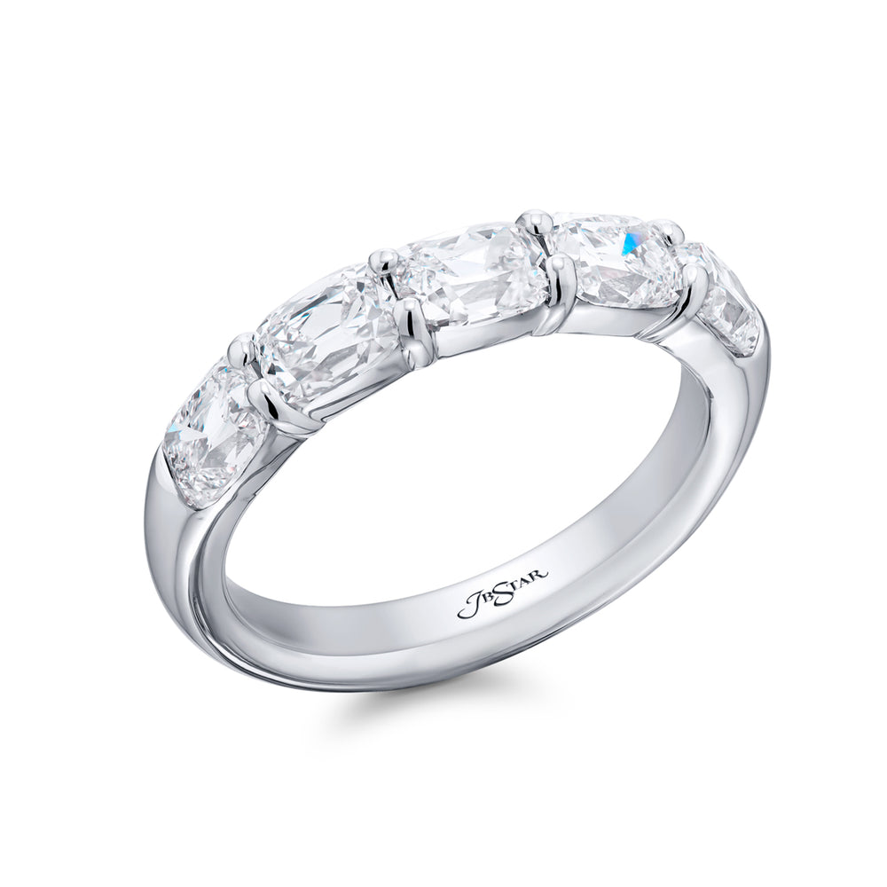 Platinum Vintage Cushion-Cut Diamond East-West Band
