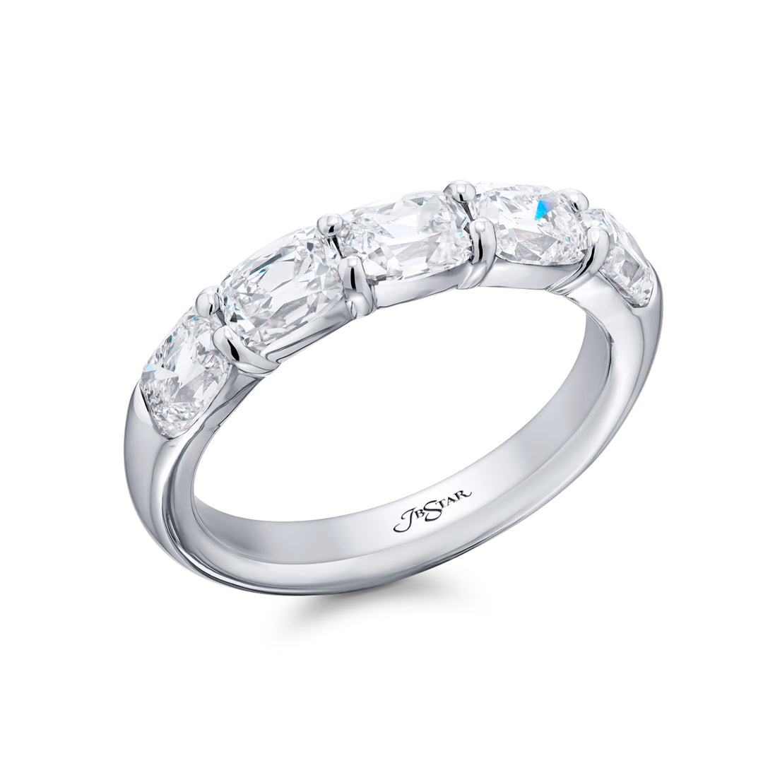 Platinum Vintage Cushion-Cut Diamond East-West Band