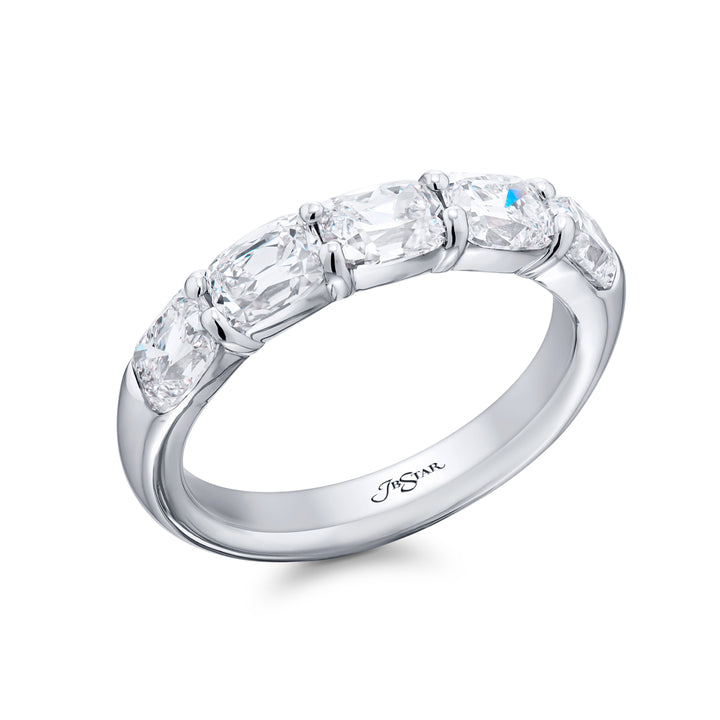 Platinum Vintage Cushion-Cut Diamond East-West Band