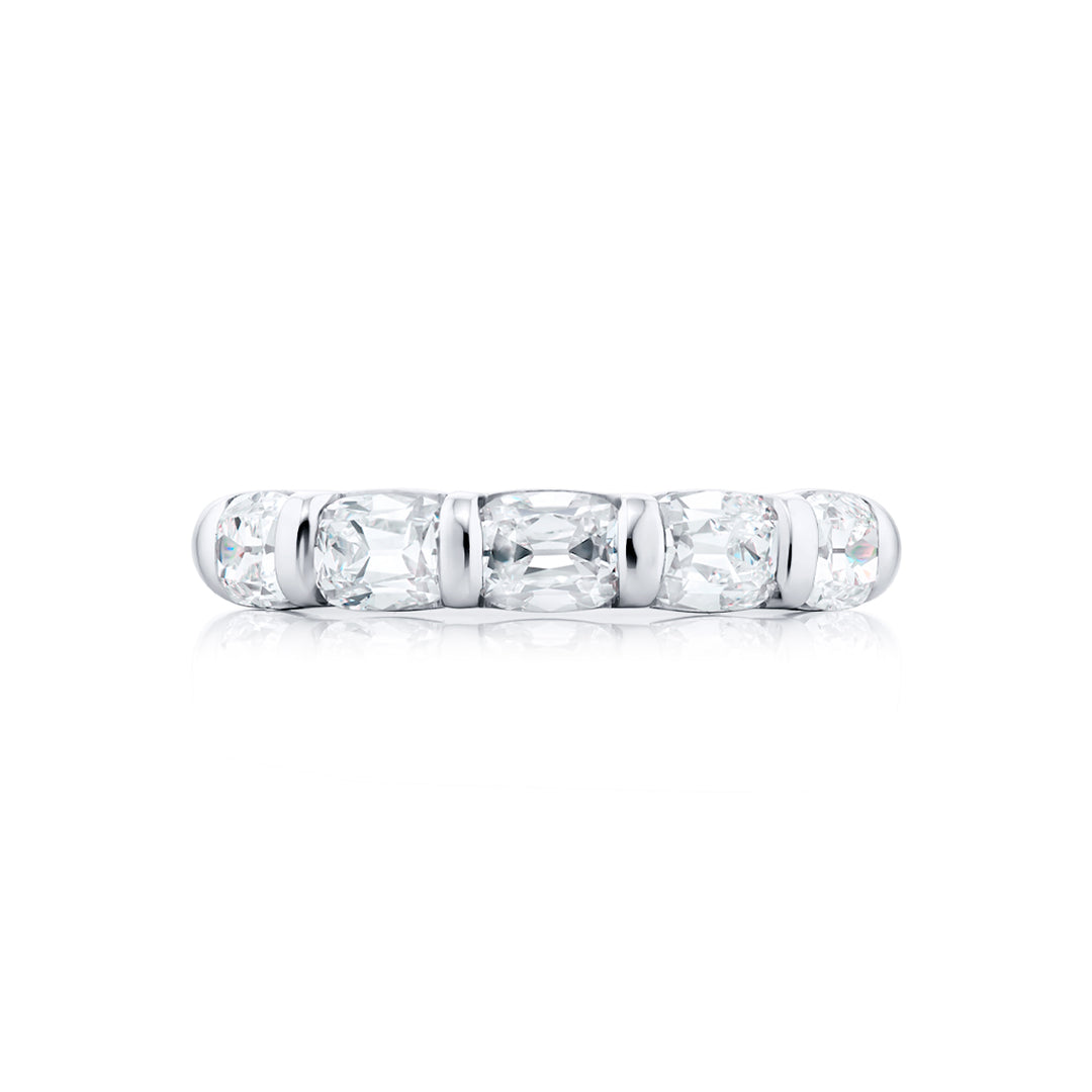 Platinum Vintage Cushion-Cut Diamond East-West Bar Set Band