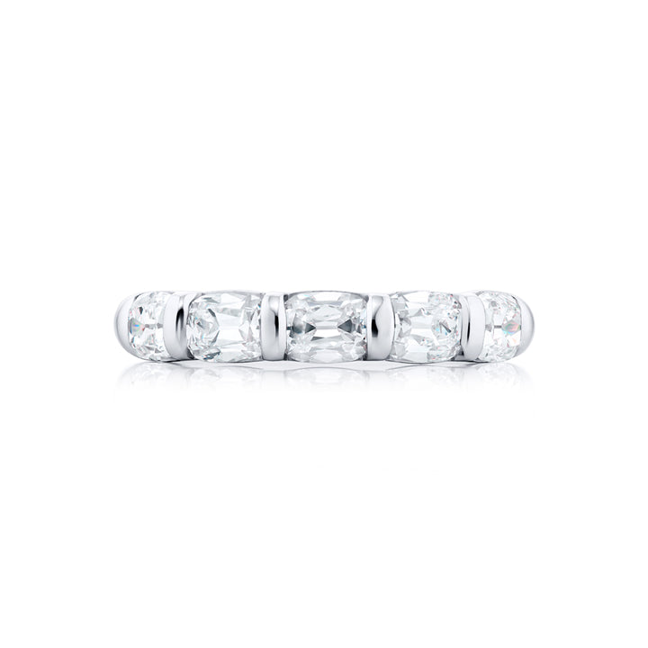 Platinum Vintage Cushion-Cut Diamond East-West Bar Set Band