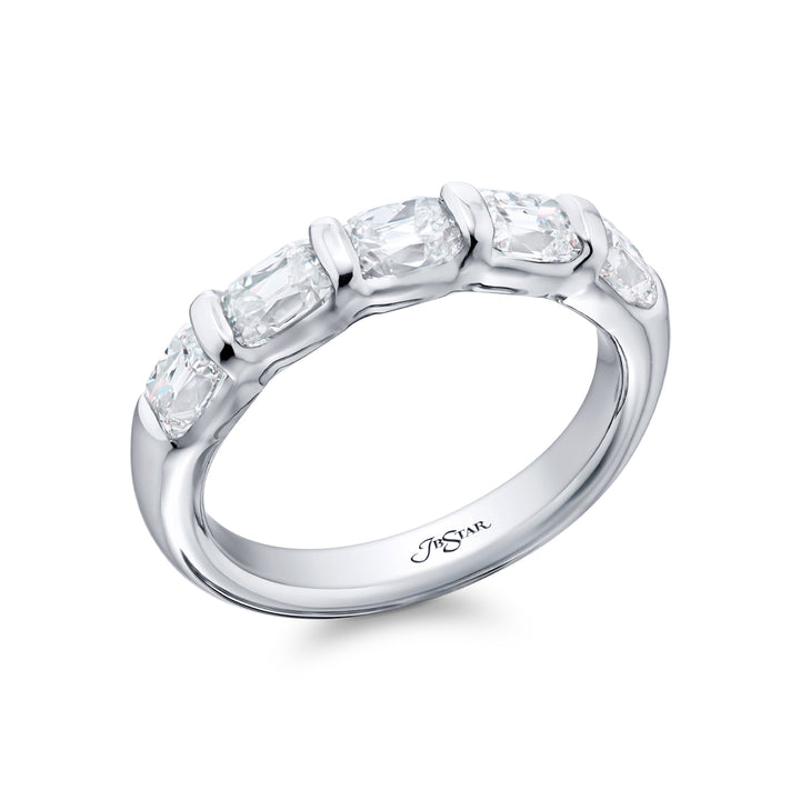 Platinum Vintage Cushion-Cut Diamond East-West Bar Set Band