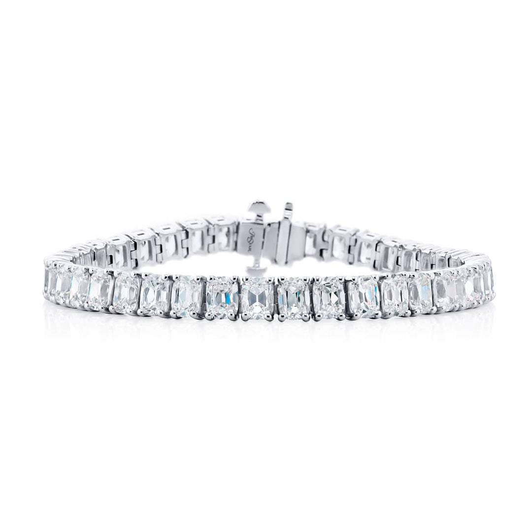 Platinum Vintage Cushion-Cut Diamond Bracelet