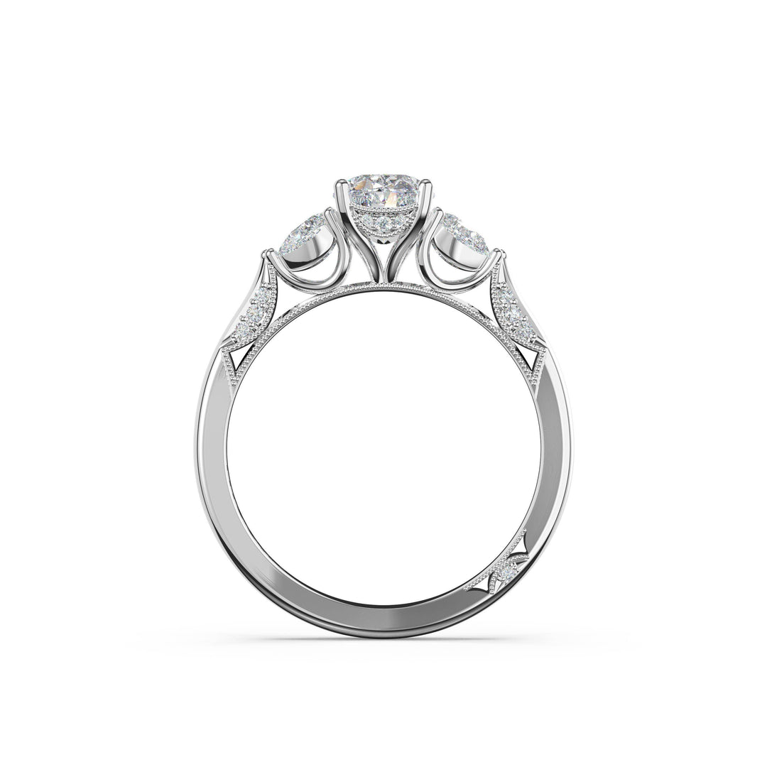 Oval 3-Stone Engagement Ring