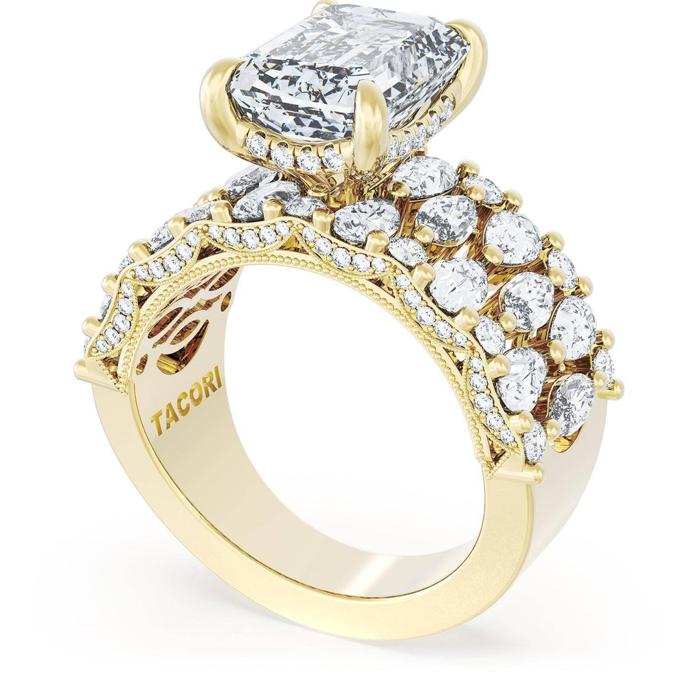 Emerald Solitaire Engagement Ring w/ North South Marquise & Pear Band