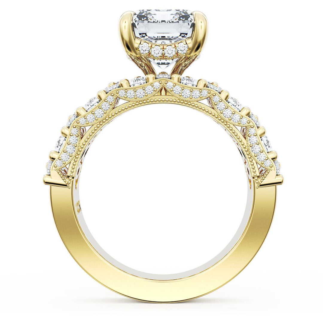 Emerald Solitaire Engagement Ring w/ North South Marquise & Pear Band