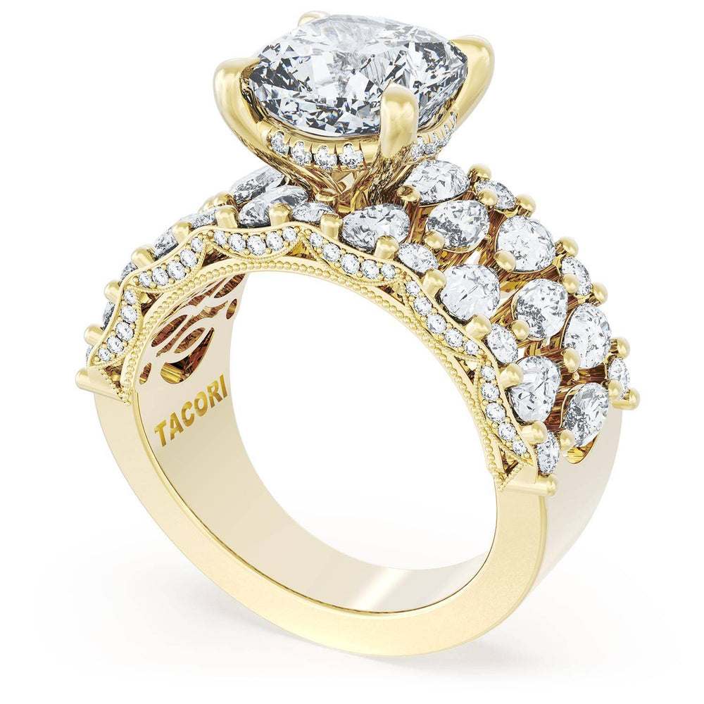 Cushion Solitaire Engagement Ring w/ North South Marquise & Pear Band