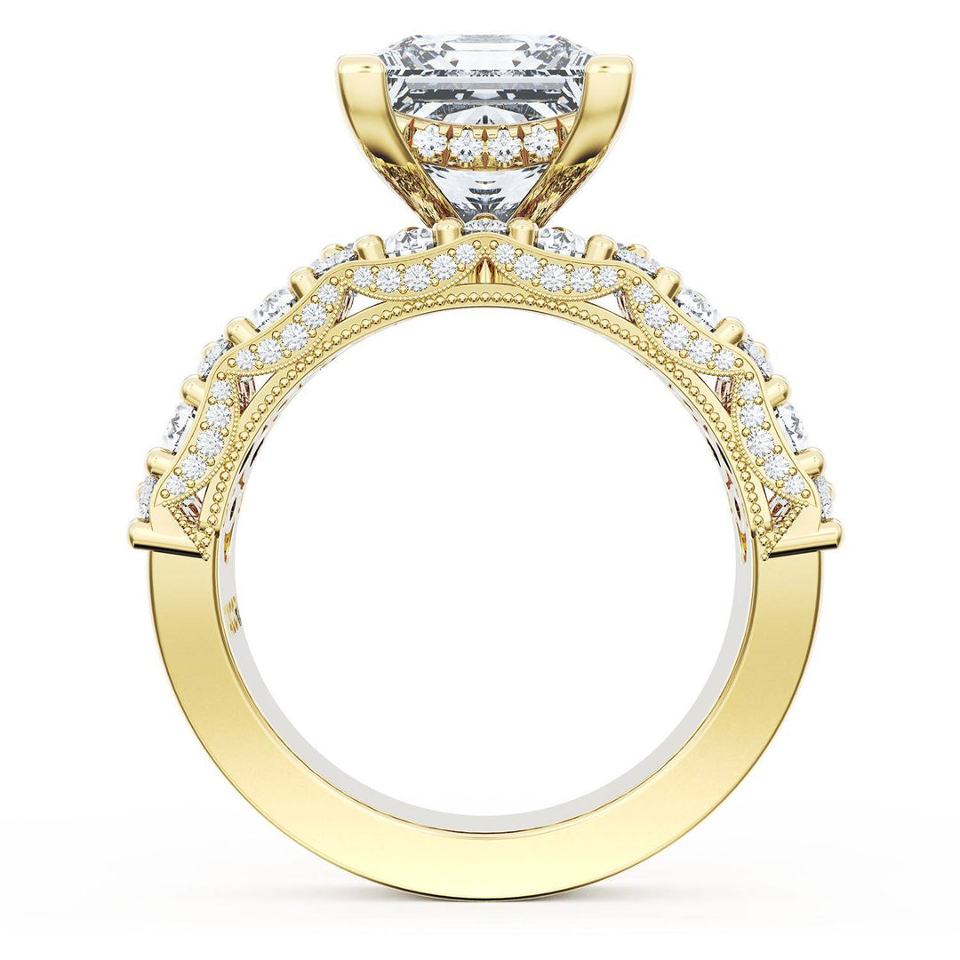 Princess Solitaire Engagement Ring w/ North South Marquise & Pear Band