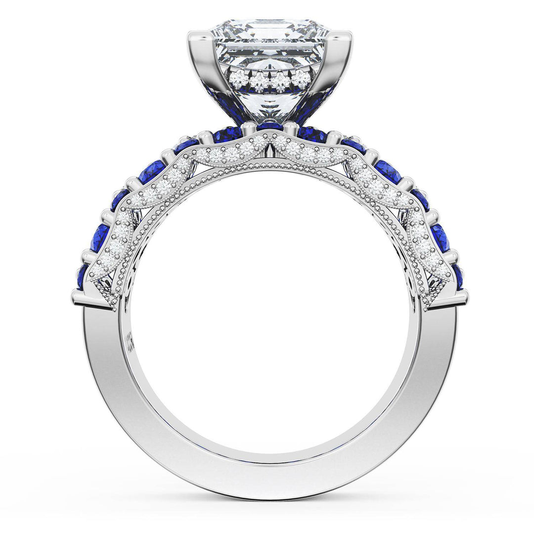 Princess Solitaire Engagement Ring w/ North South Marquise & Pear Band