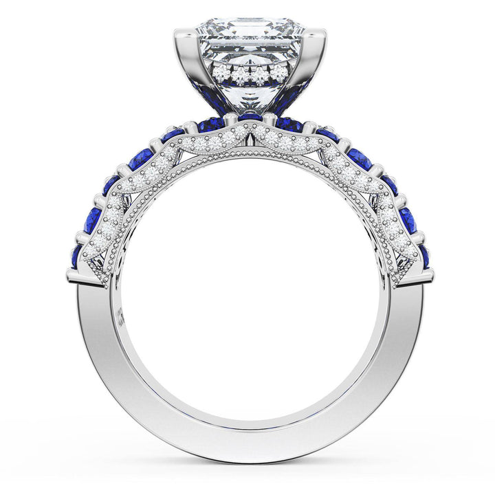 Princess Solitaire Engagement Ring w/ North South Marquise & Pear Band