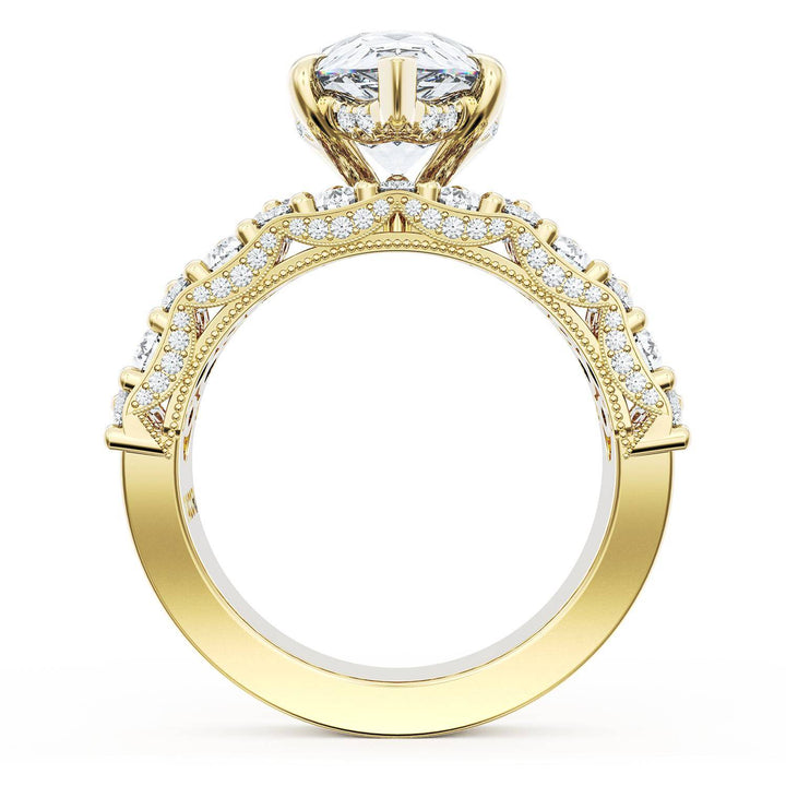 Pear Solitaire Engagement Ring w/ North South Marquise & Pear Band