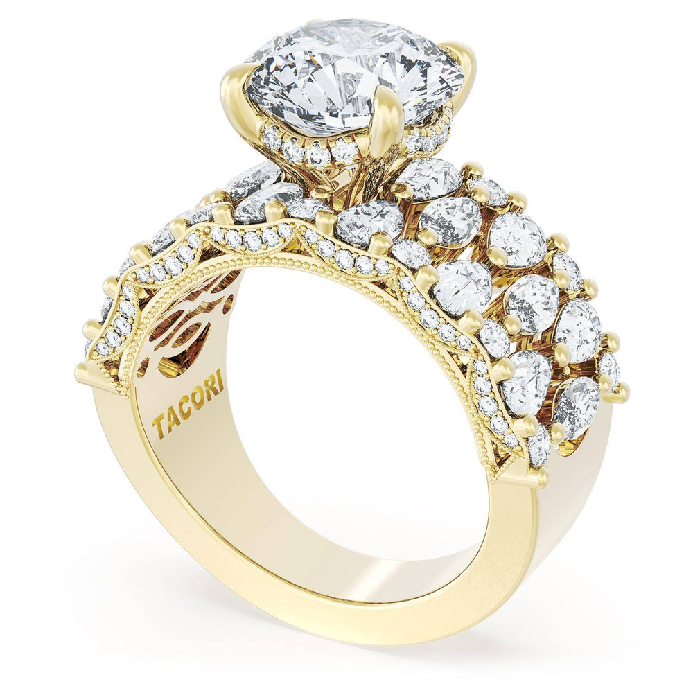 Round Solitaire Engagement Ring w/ North South Marquise & Pear Band