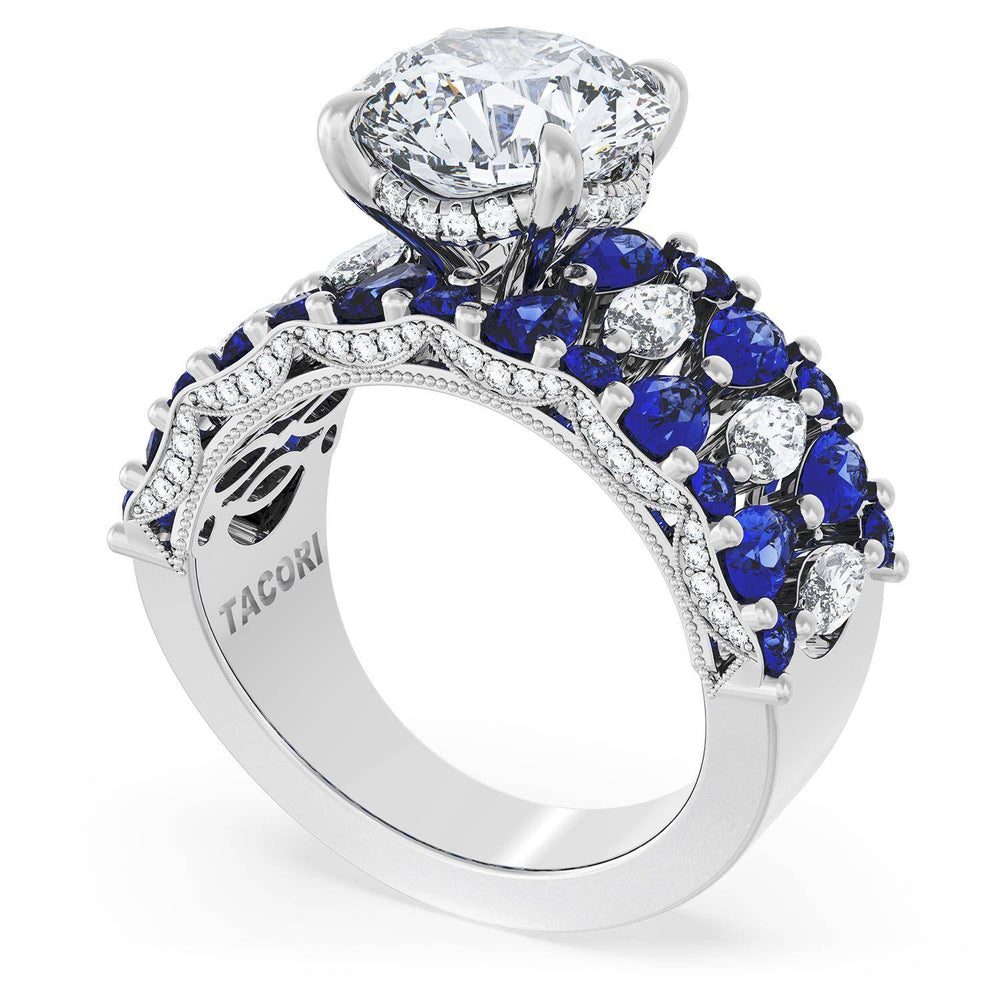 Round Solitaire Engagement Ring w/ North South Marquise & Pear Band