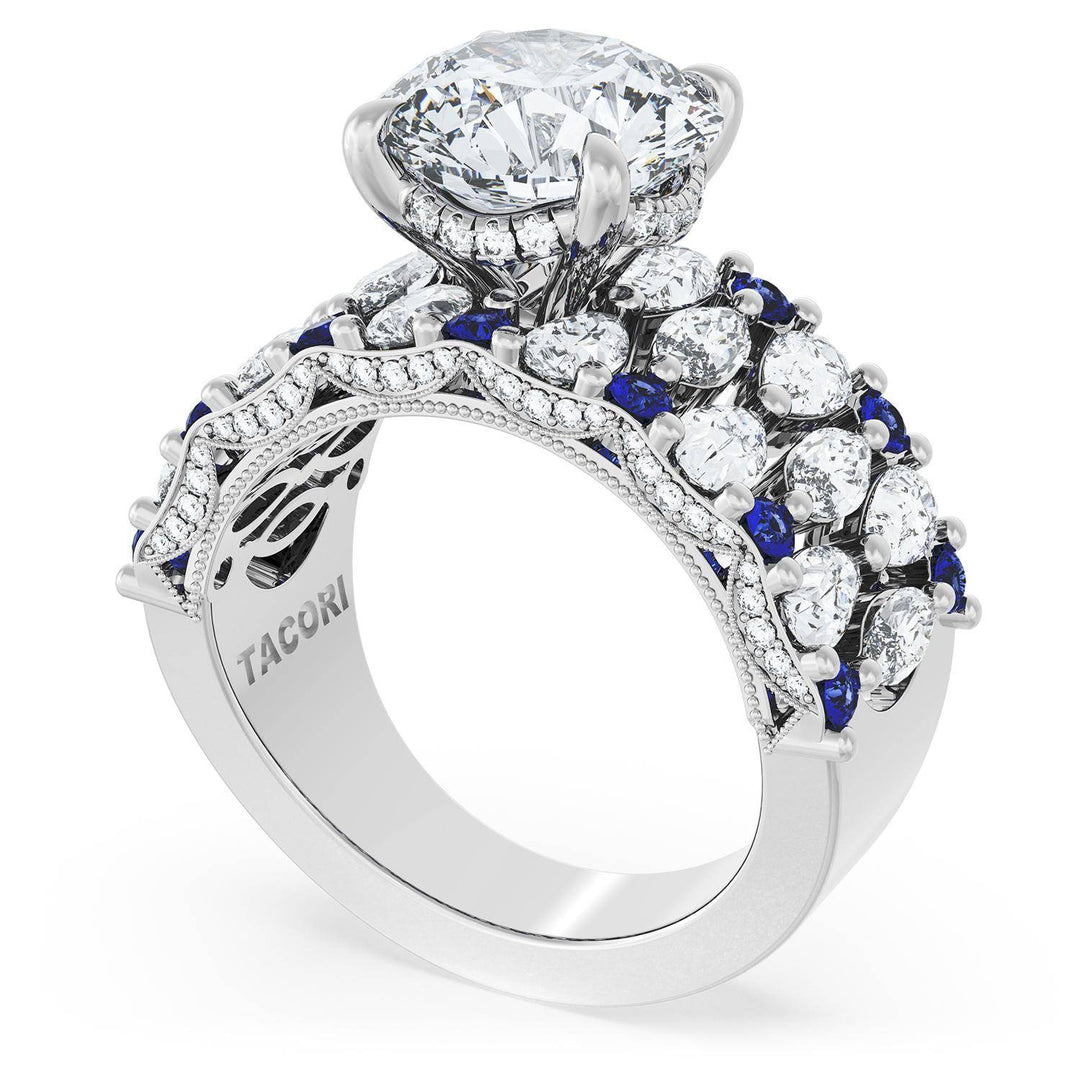 Round Solitaire Engagement Ring w/ North South Marquise & Pear Band