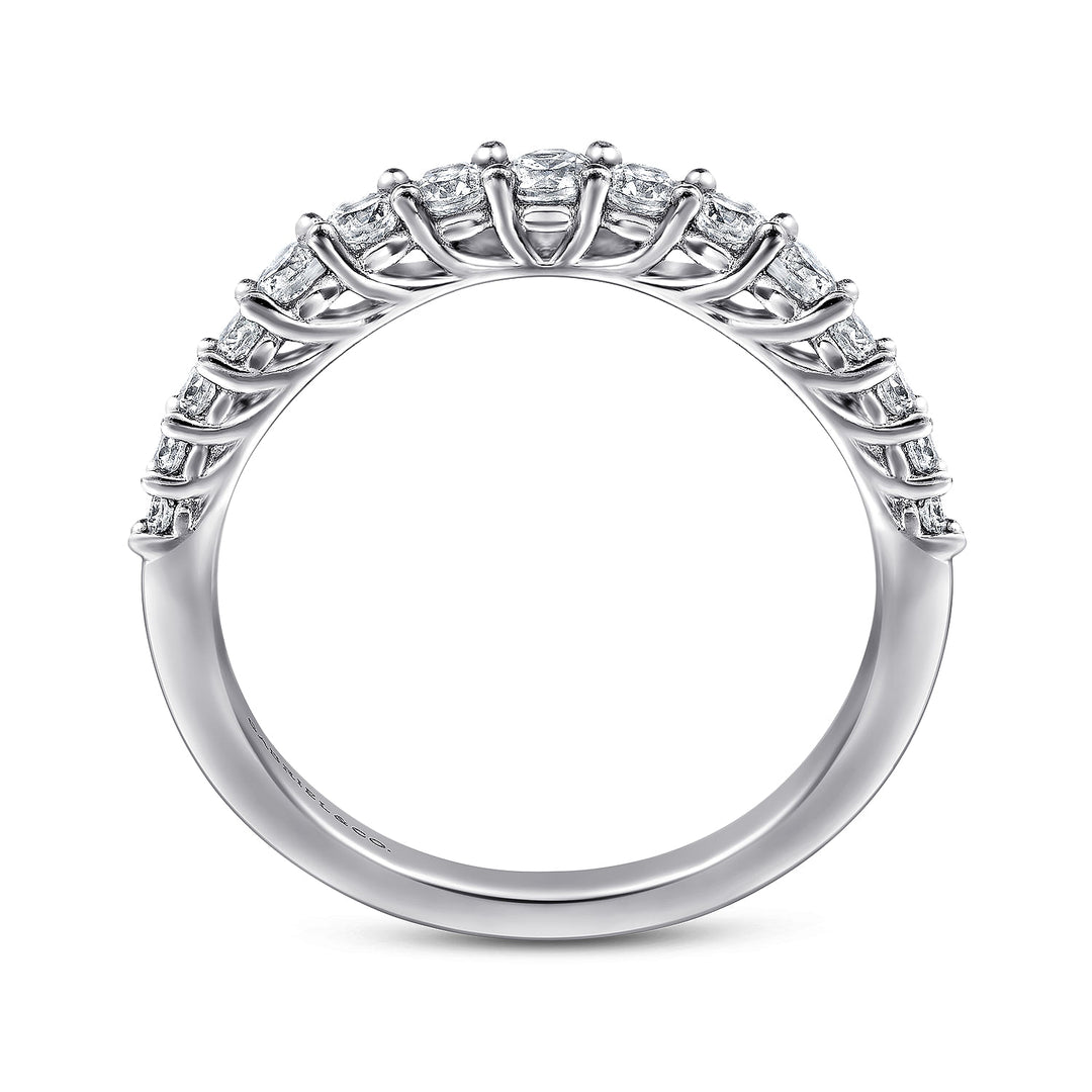 Gabriel & Co. AN10959W44JJ Curved 14K White Gold Shared Prong Diamond Wedding Band