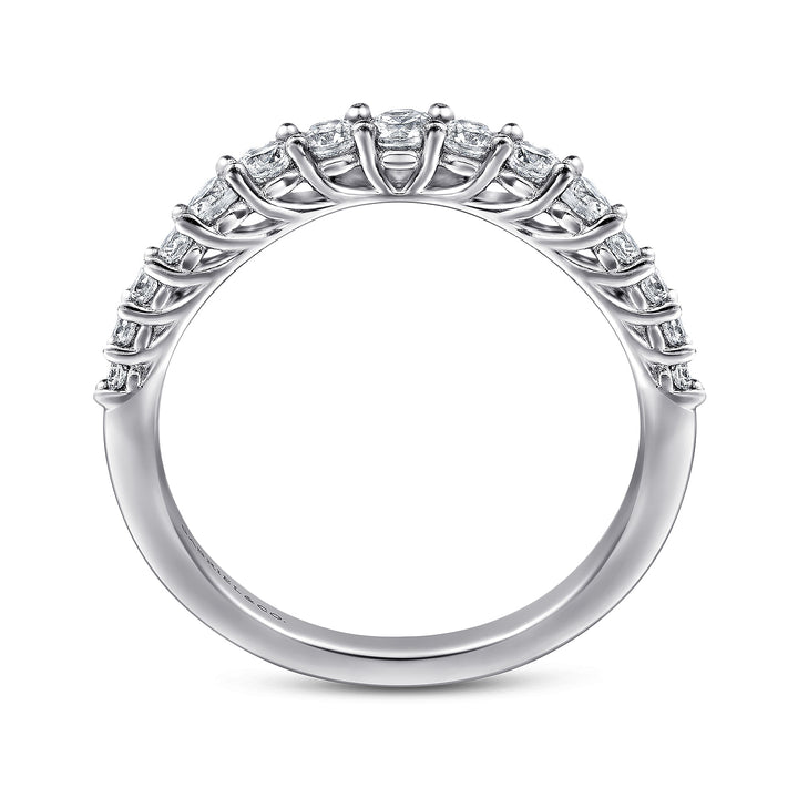 Gabriel & Co. AN10959W44JJ Curved 14K White Gold Shared Prong Diamond Wedding Band