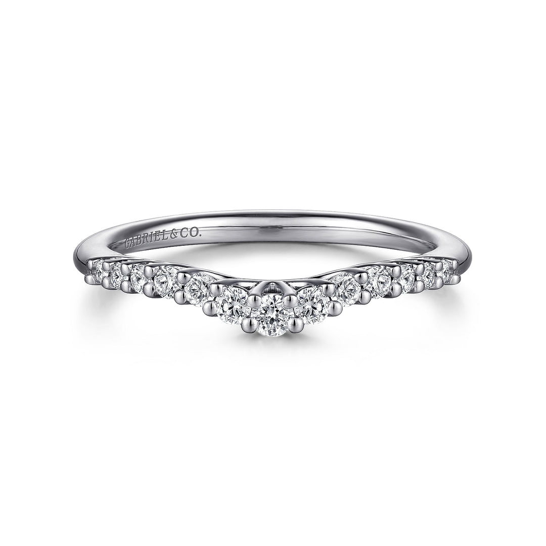 Gabriel & Co. AN10975W44JJ Curved 14K White Gold Shared Prong Diamond Wedding Band