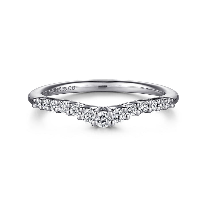 Gabriel & Co. AN10975W44JJ Curved 14K White Gold Shared Prong Diamond Wedding Band