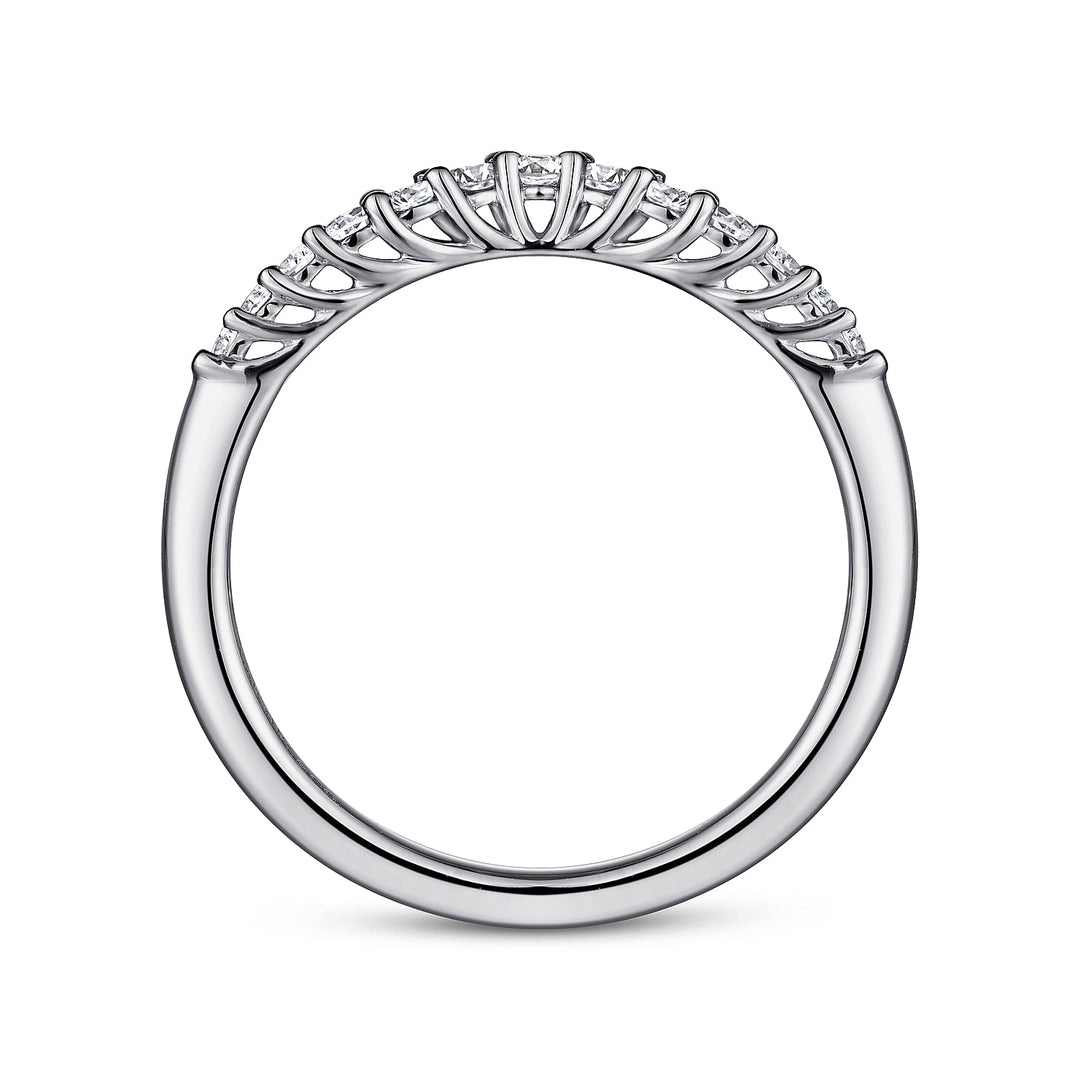 Gabriel & Co. AN10975W44JJ Curved 14K White Gold Shared Prong Diamond Wedding Band