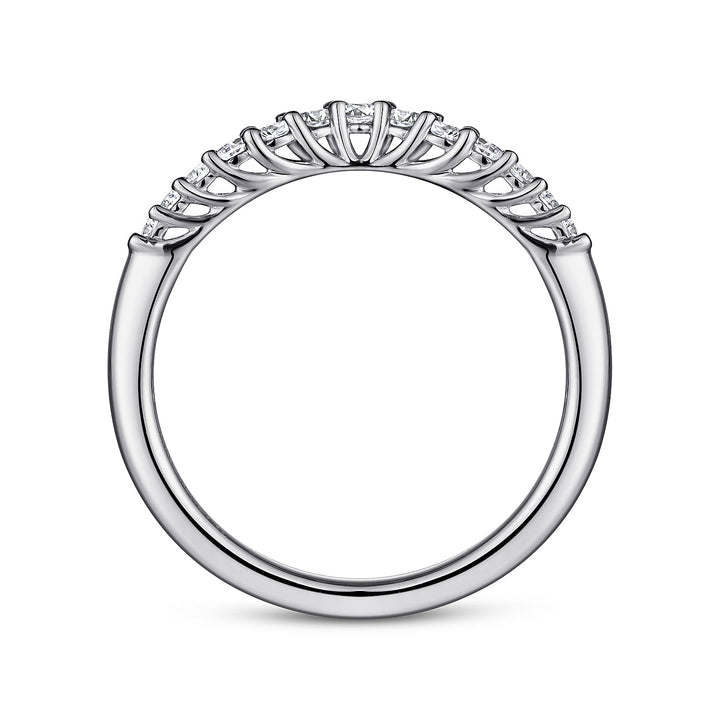 Gabriel & Co. AN10975W44JJ Curved 14K White Gold Shared Prong Diamond Wedding Band