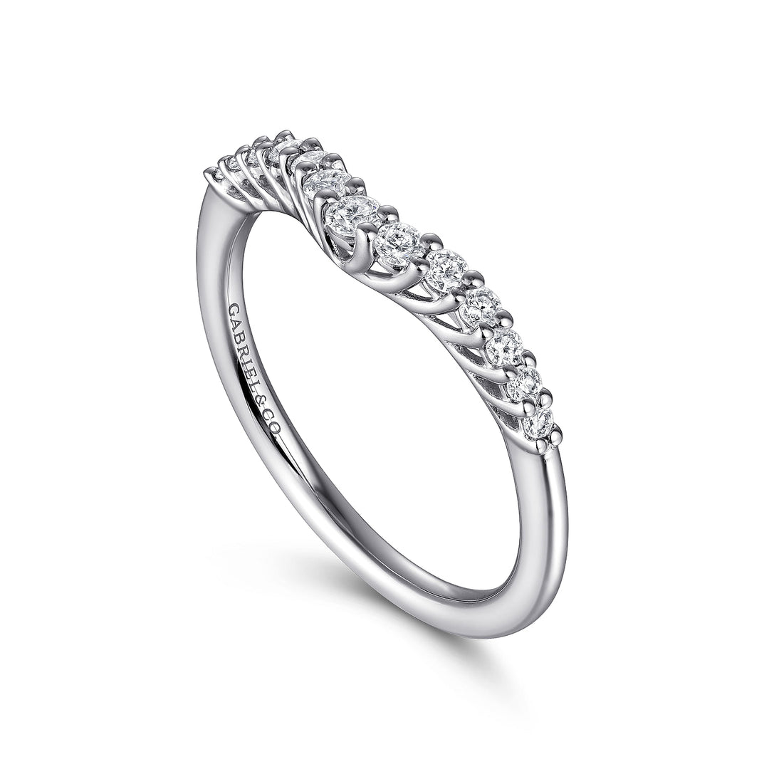 Gabriel & Co. AN10975W44JJ Curved 14K White Gold Shared Prong Diamond Wedding Band