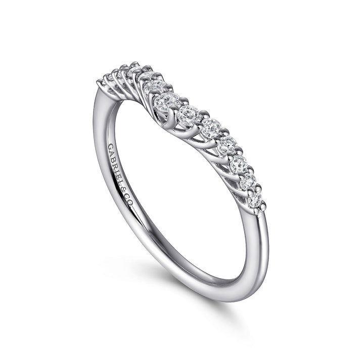 Gabriel & Co. AN10975W44JJ Curved 14K White Gold Shared Prong Diamond Wedding Band