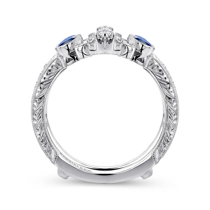 Gabriel & Co. AN13694M W44SA Vintage 14K White Gold Sapphire and Diamond Ring Enhancer
