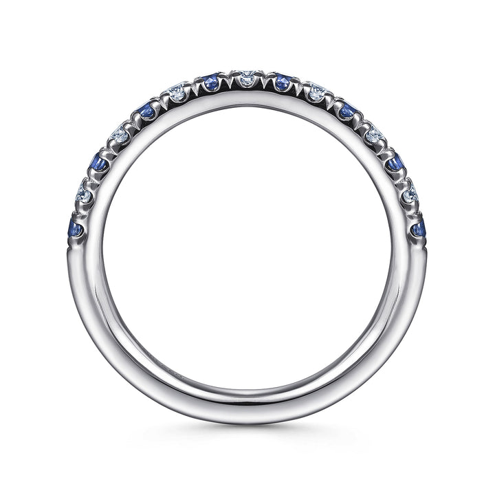 Gabriel & Co. AN14190W44SA 14K White Gold 15 Stone Diamond and Sapphire Anniversary Band