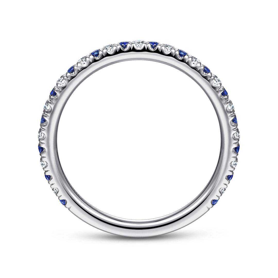 Gabriel & Co. AN14252W44SA 14K White Gold Diamond and Sapphire Anniversary Band