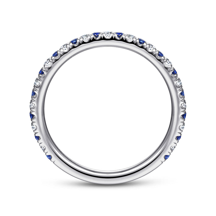 Gabriel & Co. AN14252W44SA 14K White Gold Diamond and Sapphire Anniversary Band