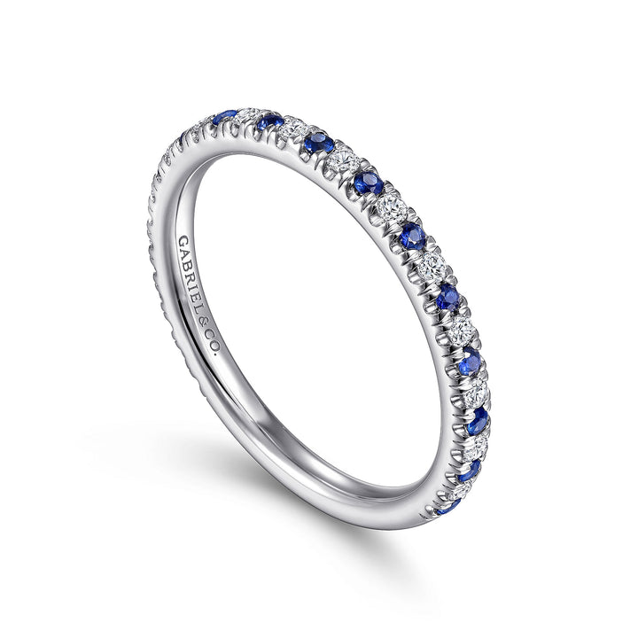 Gabriel & Co. AN14252W44SA 14K White Gold Diamond and Sapphire Anniversary Band