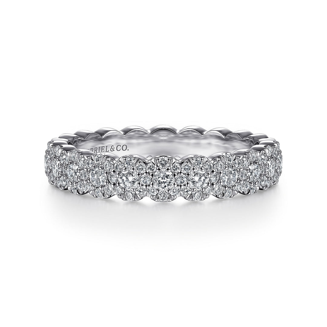 Gabriel & Co. AN14685W44JJ 14K White Gold Round Diamond Halo Anniversary Band
