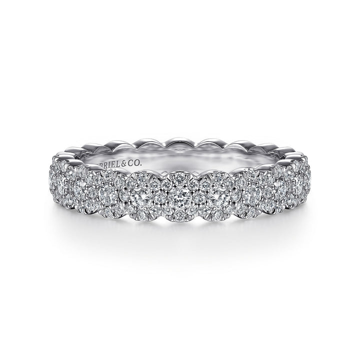 Gabriel & Co. AN14685W44JJ 14K White Gold Round Diamond Halo Anniversary Band