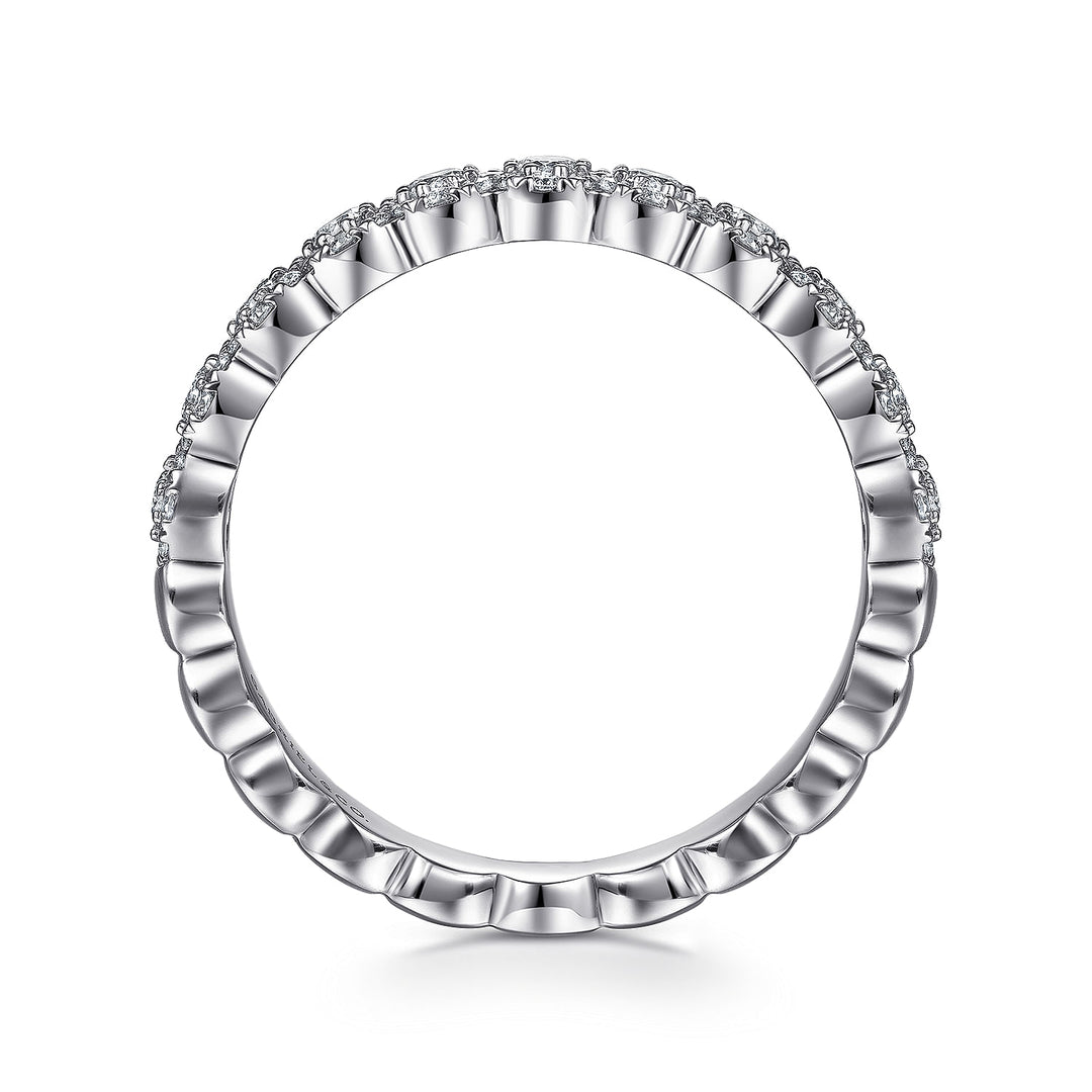 Gabriel & Co. AN14685W44JJ 14K White Gold Round Diamond Halo Anniversary Band