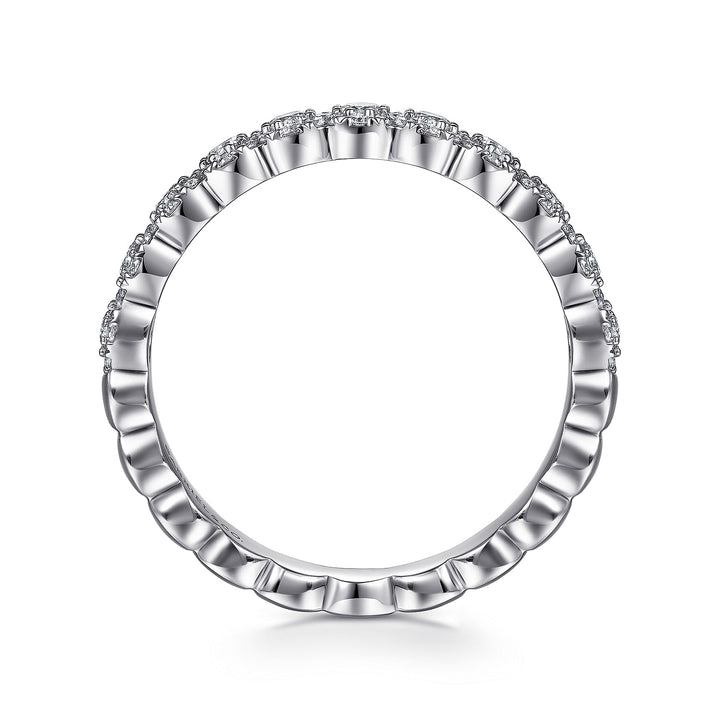 Gabriel & Co. AN14685W44JJ 14K White Gold Round Diamond Halo Anniversary Band