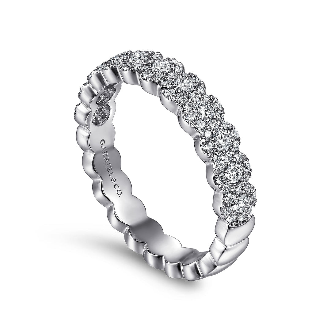 Gabriel & Co. AN14685W44JJ 14K White Gold Round Diamond Halo Anniversary Band